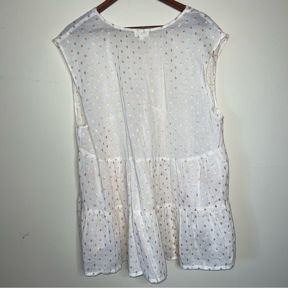 World Market Womens Flowy Tiered Babydoll Tank Top Boho Cream Gold Dots One Size - Picture 5 of 9